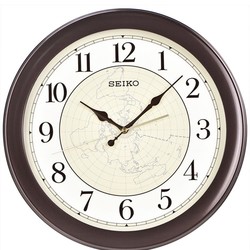 SEIKO 精工 日本精工時鐘14英寸棕色現代簡約地圖鐘面客廳臥室石英掛鐘