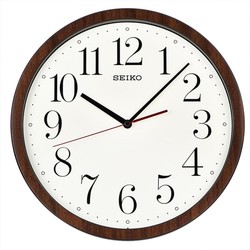 SEIKO 精工 日本精工時鐘14英寸掛鐘靜音掃秒臥室客廳簡約現代木紋掛鐘