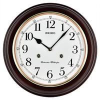 SEIKO 精工 日本精工實木鐘表整點音樂報時歐式復古簡約客廳臥室掛鐘