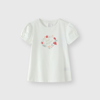 Gap女童2024夏季高弹凉感花卉印花泡泡袖T恤儿童装上衣465959 白色 140cm(10-11岁) 亚洲尺码