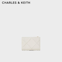 CHARLES&KEITH24夏季绗缝菱格多卡位短款钱包女CK6-10681128 Cream奶白色 XXS