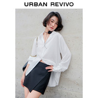 URBAN REVIVO 女士时尚通勤气质高级感显瘦开襟衬衫 UWH240059 米白  XS