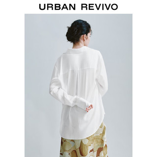 URBAN REVIVO 女士时尚通勤气质高级感显瘦开襟衬衫 UWH240059 米白  M