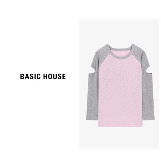 Basic House/百家好T恤夏季时尚设计师开叉上衣-B0624B5C072 白 F85-140斤