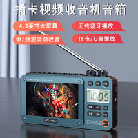 SANSUI 山水 M33收音機老人老年人充電插卡視頻迷你小音箱便攜式隨身聽FM調頻廣播音響藍牙音箱音樂播放器 藍色