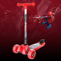 Disney 迪士尼 兒童滑板車三輪可折疊升降閃光搖擺踏板平衡車紅色蜘蛛俠