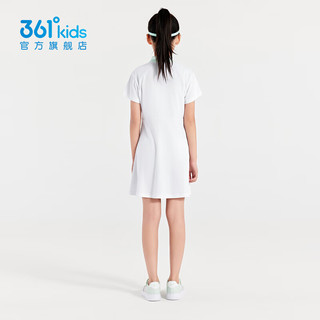 361°儿童童装女童针织连衣裙2024夏季学院风中大童透气休闲连衣裙 本白 160cm