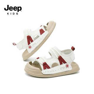 Jeep吉普儿童凉鞋男童夏季包头沙滩鞋女童轻便2024中大童宝宝鞋子 米红 36码 鞋内长约23.2cm