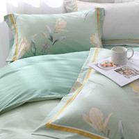 MERCURY 水星家纺 全棉四件套100纯棉印花被罩清新花卉床单被套床上用品
