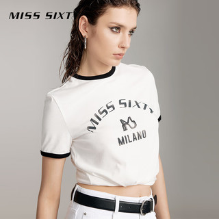MISS SIXTY2024夏季短袖T恤女撞色logo印花休闲百搭通勤上衣