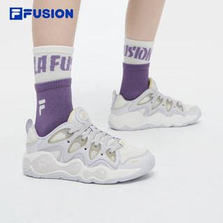 FILA FUSION斐乐潮牌女鞋VERTICAL复古篮球鞋2024夏季运动鞋 雪白/丁香紫-SL 35.5