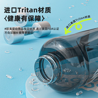 施密特（simita）喷雾运动水壶大容量Tritan吸管吨顿桶户外杯子 活力蓝1600ml