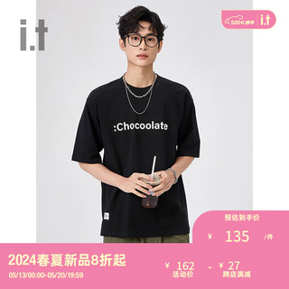 :CHOCOOLATE it 男装基础短袖T恤2024夏季简约日常半袖001070 BKX/黑色 S