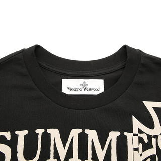 薇薇安·威斯特伍德（Vivienne Westwood）2024春夏 男女通用款土星刺绣纯色纯棉T恤 西太后 黑色 XL 