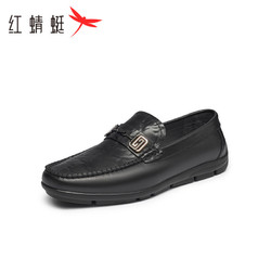 REDDRAGONFLY 紅蜻蜓 男鞋2024春夏款時尚英倫風休閑皮鞋男士豆豆鞋WGA43709