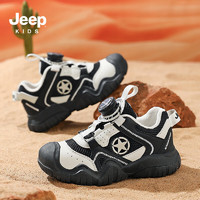 Jeep 吉普 童鞋春季儿童运动鞋男童6-12岁户外轻便跑步鞋 米黑31