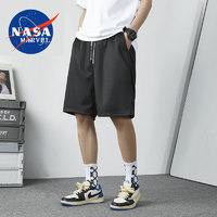 NASA MARVEL 短裤男夏季新款运动休闲透气五分裤潮流宽松青少年沙滩裤 黑色 L