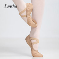 SANSHA 三沙 舞蹈鞋芭蕾舞鞋練功鞋軟鞋微彈貓爪鞋S62D 淺褐色 26