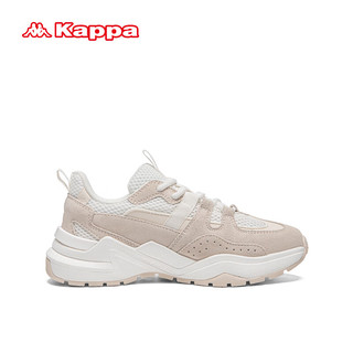卡帕（Kappa）运动老爹鞋子女鞋厚底增高鞋 03CJ轻白色/暖白色 35