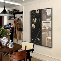 百思木法式复古隐藏式推拉全身镜子隐形可关闭试衣镜暗藏式装饰画全身镜 花晨月夕主图款 120*40cm框色和开门方式请备注