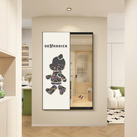 百思木隐形全身镜卧室客厅推拉隐藏式镜子壁挂式试衣镜家用遮挡式穿衣镜 涂鸦王国A款 120*40cm备注框色和开门方式方向