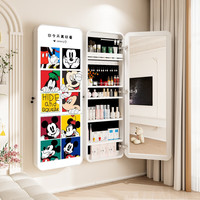 百思木全身镜暗藏式卧室试衣镜装饰画镜子壁挂首饰收纳柜一体隐形穿衣镜 现代卡通Q款 120*40cm备注框色和开门方向