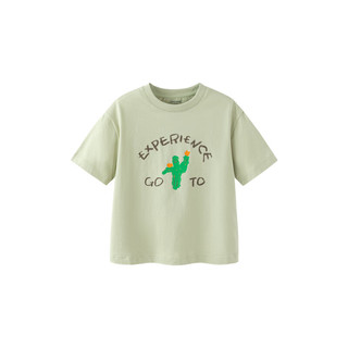 迷你巴拉【mini亲子】男女童短袖T恤纯棉一家三口亲子装上衣 豆沙绿40063 130cm
