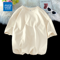 真维斯（JEANSWEST）短袖t恤女夏季女装纯棉慵懒风宽松休闲上衣服显瘦半袖上衣服 米色 纯色 XL