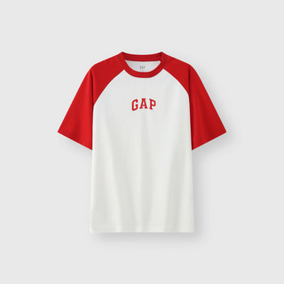 Gap 盖璞 男女装2024夏季新款LOGO撞色插肩袖短袖T恤宽松休闲上衣544461 红白拼接