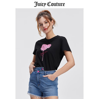 Juicy Couture 橘滋 T恤女24夏季美式休闲短袖百搭圆领半袖上衣 黑色-S S