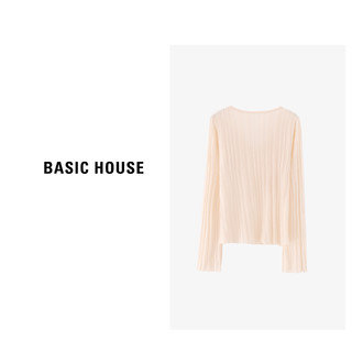 Basic House/百家好极简静奢短款时尚百搭长袖针织衫-B0624H5X782 黑色 L110-125斤