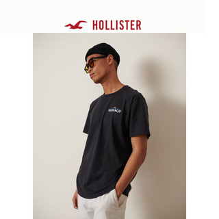 HOLLISTER【赛车系列】24夏美式摩纳哥短袖T恤男女装 KI323-4159 黑色 S (175/92A)