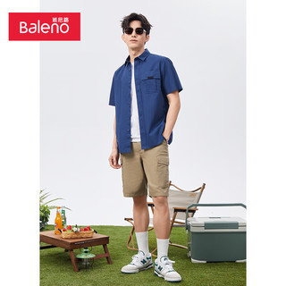 班尼路（Baleno）时尚潮流百搭时尚舒适工装短袖衬衫男 25B L 
