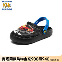 Skechers/斯凯奇儿童鞋男夏季一脚蹬洞洞鞋透气凉鞋406713L 黑色/BLK 32码
