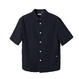 威可多（VICUTU）男士短袖衬衫24年夏季舒适凉爽商务通勤休闲衬衣VRW24254641 黑色 170/88A