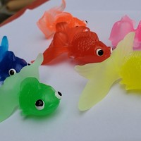 OUZEY 網紅撈魚玩具寶寶早教兒童嬉水仿真金魚網兜硅膠小魚軟膠動物益智