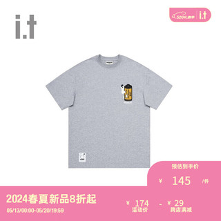 :CHOCOOLATE it男装圆领短袖T恤2024夏季活力少年半袖003020 GYX/中灰色 S