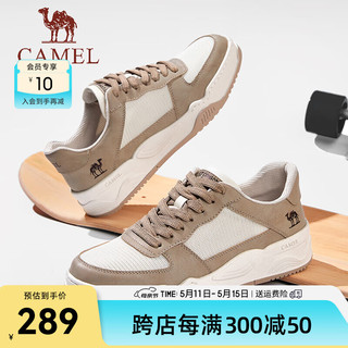 骆驼 CAMEL2024夏季时尚透气板鞋撞色拼接厚底舒适复古休闲男鞋 G14M136691 埃尔沙/米白 38