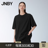 江南布衣（JNBY）24夏T恤女oversize纯棉圆领宽松休闲5O4110360 001/本黑 S