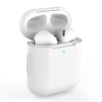 崇捷 蓝牙无线耳机保护套i12液态硅胶套适用于苹果1/2代耳机保护壳纯白软性一体套 通用耳机套