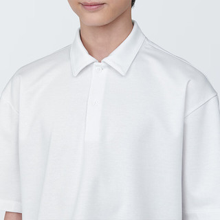 无印良品 MUJI 男式 防紫外线凉感宽版五分袖POLO衫 短袖 防晒 白色 S 165/84A