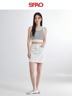 SPAO韩国同款2024年春夏女士时尚打底背心无袖T恤SPRNE38A01 白色 160/84A/S