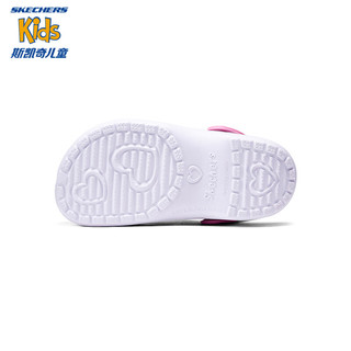 Skechers斯凯奇女童休闲一脚蹬洞洞鞋夏季闪灯凉拖鞋308406L 白色/多彩色/WMLT 27.5码