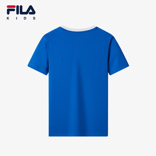 FILA 斐乐 儿童童装2024夏季中大童男童圆领运动网球短袖T恤 奥运蓝-BU 165cm