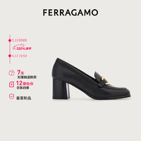 菲拉格慕（Ferragamo）女士黑色Gancini高跟乐福鞋 0771964_1D _ 60/36.5 