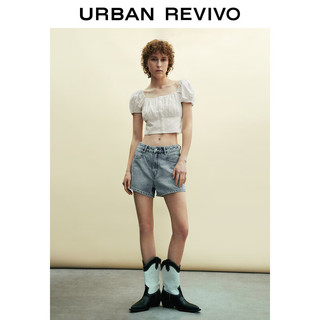 URBAN REVIVO 女装法式甜美肌理感刺绣罩衫衬衫 UWL240050 本白 L