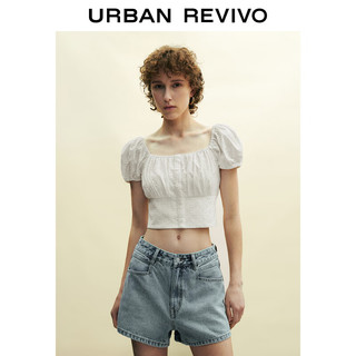 URBAN REVIVO 女装法式甜美肌理感刺绣罩衫衬衫 UWL240050 本白 L