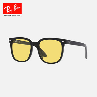 雷朋太阳镜方型大框显脸小墨镜时尚潮流设计师款0RB4401D 黑色镜框黄色镜片601/85