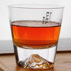 MOKUSHIN日本进口田岛硝子富士山杯江户硝子切子手工玻璃杯水杯威士忌酒杯 普通宽款