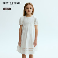 Teenie Weenie Kids小熊童装24年夏新款女童全棉法式泡泡袖连衣裙 白色 1